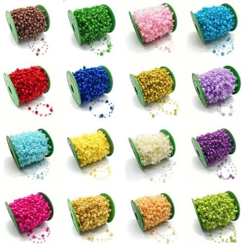 5Yards 3+8mm Fishing Line Artificial Pearls Flower Beads Chain Garland Flowers Wedding Party Decoration Diy Accessories