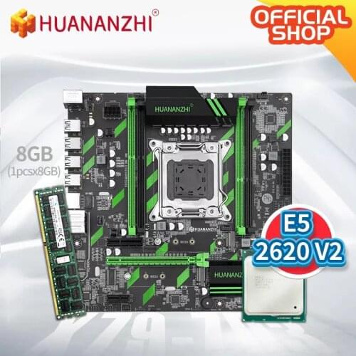 HUANANZHI X79 ZD3 X79 motherboard with Intel XEON E5 2620 V2 with 1*8G DDR3 RECC memory combo kit set SATA USB3.0 NVME NGFF M.2