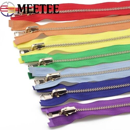 Meetee 5pcs 70/90cm 5# Metal Rotary Slider Open End Zipper for Down Jacket Double Side Zip Head DIY Garment Sewing Accessories