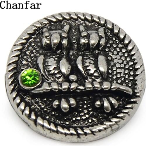 Metal Double Birds Crystal Paved Charm Snap Button For Bracelet Bangle Necklace