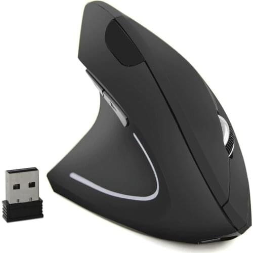 Left Hand Vertical Wireless Mouse Rechargeable Ergonomic 800-1200-1600 DPI Optical Wrist Healing For Laptop Desktop