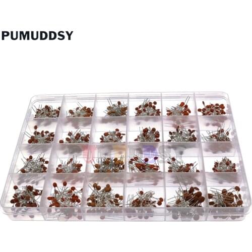 960PCS 24value*40PCS=960PCS PUMUDDSY 50V Ceramic Capacitor Assorted Kit Assortment Set + Box