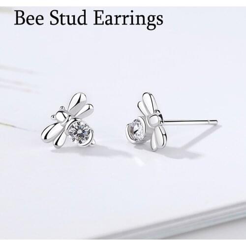 New arrival Bee crystal earrings S925 Sterling Silver Earrings party jewelry accessories cute pearl statement insect stud earrin