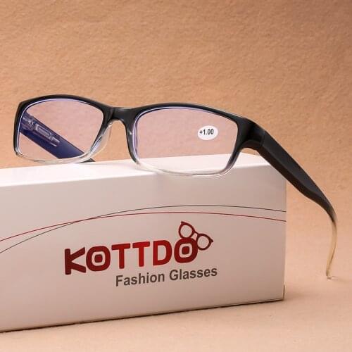 Fashion Square Women Reading Glasses Gradient Plastic Frame Men Computer Presbyopia Eyeglasses+1.0+1.5+2.0+2.5+3.0+3.5+4.0