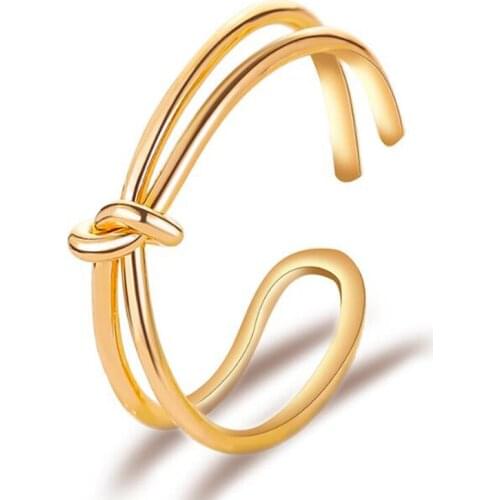 Simple Metal Bow Opening Rings for Women Female Gold/Silver Color Geometric Finger Ring Engagement Wedding Bands Jewelry Gifts