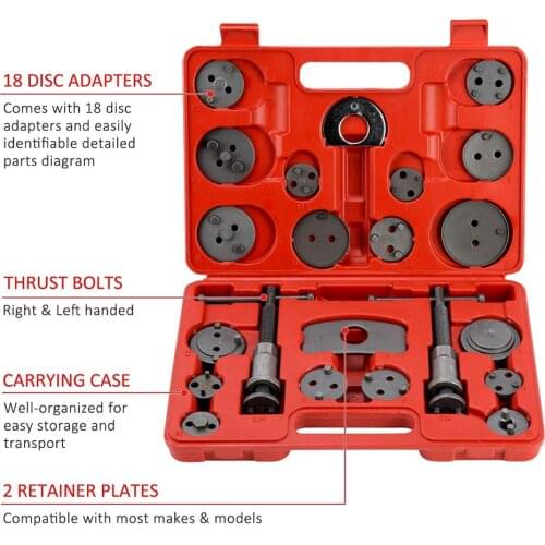 22PC Universal Auto Disc Brake Pad Caliper Regulator Rewind Wind Back Tool Kit Brake Pump Piston Adjustment for Citroen Cadillac