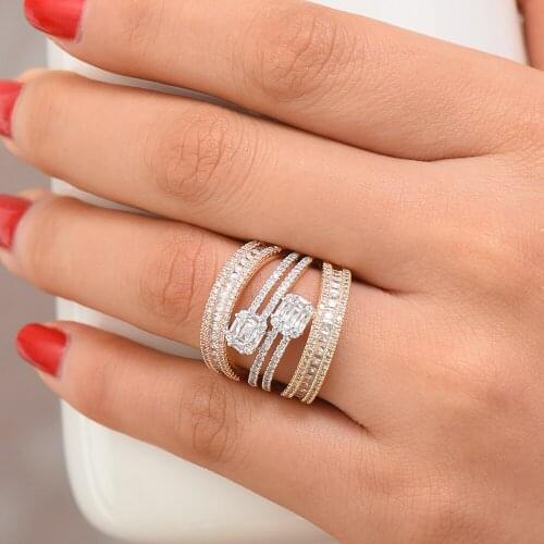 Blachette Design Luxury Personality Stackable Ring Ladies Wedding Cubic Zircon Engagement Dubai High Quality Punk Finger Ring