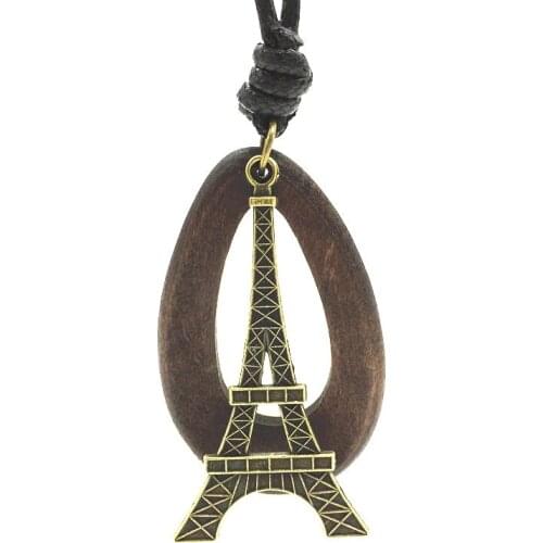 Leaf Owl Cross Fashion Collar Round Wood Retro Vintage Pendant Leather Pendants Necklace Women Men Sweater Chain Jewelry