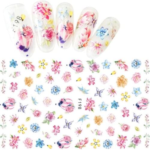 10 Sheet Ultrathin 3D Nail Stickers Flower/Snow Flower Image Transfer Decal Adhesive Nail Art Decorations Beauty Nail Art Tattoo