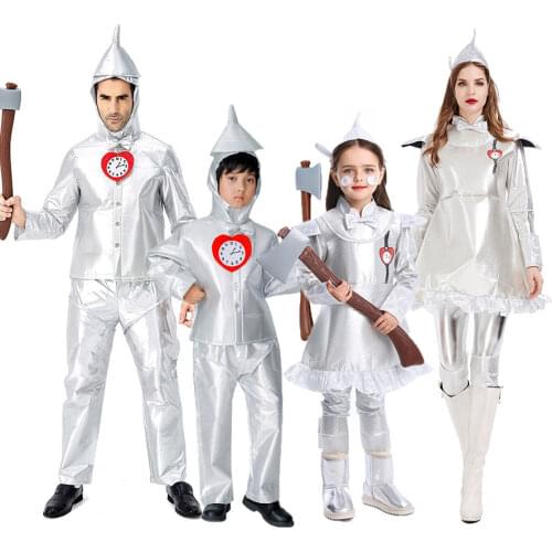 Umorden Family Wizard of Oz Tin Man Cosplay Costumes for Men Boys Girls Halloween Purim Carnival Party Mardi Gras Costume