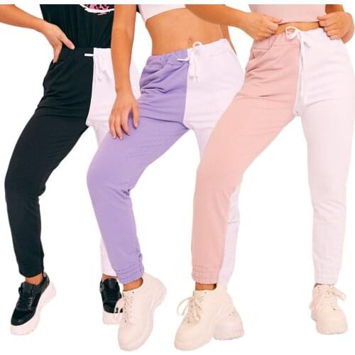 Ladies Spring and Summer Women Clothing New Fashion Drawstring Waist Color Block Pants Sports Pants Ladies Casual Pants