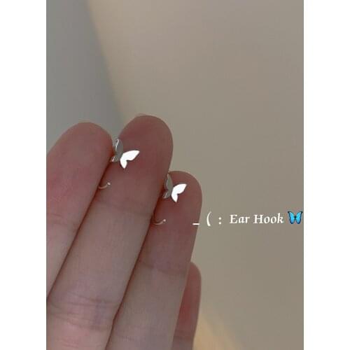 1 PCS 925 Sterling Silver Butterfly Ear Hook Simple Summer Style Fashion Design 2021 New Female Earrings Sweet Somen Girl Gift