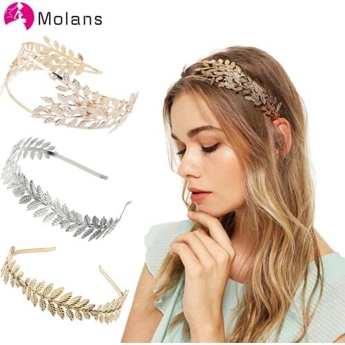 Molans Baroque Bridal Leaves Headbands Double Gold Leaves Hollow Hairbands New Alloy Headband Hair Accessories for Women Wedding