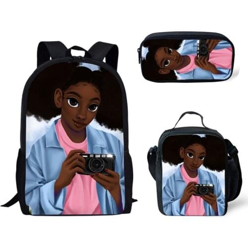 Womens Custom pattern Backpack African Girls Print School Bags for Girls 3pcs/set Primary School Bag Children School Backpack