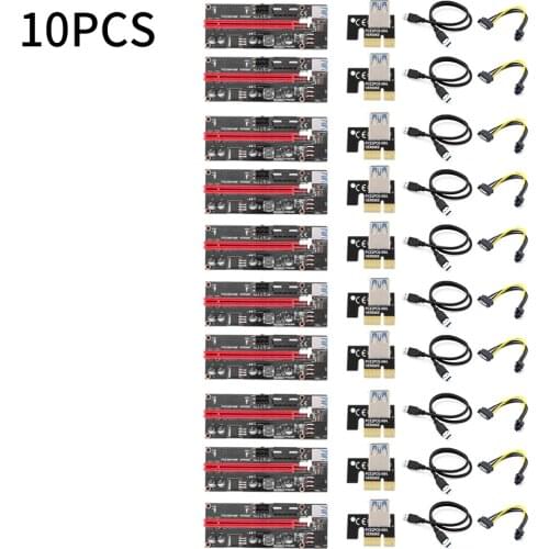 1/5/10PCS VER009 USB 3.0 Pci-E Riser Ver009S Express 1X 4X 8X 16X Extender Riser Adapter Card Sata 15Pin to 6 Pin Power Cable