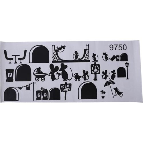 1 Pc Black Mouse Staircase Stickers 25 x 55cm Funny Mouses Plane Cartoon Wall stickers Kids Home Decor Decals Stairs Floor Stick