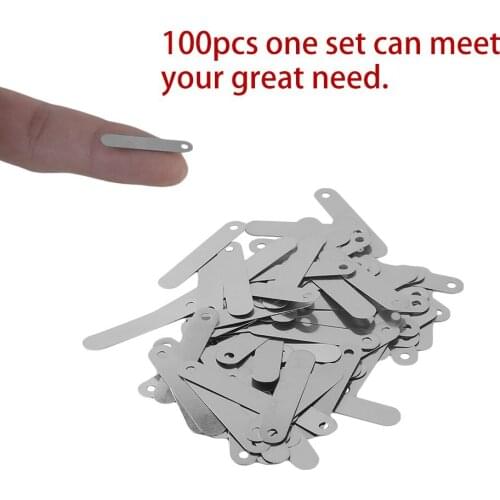 100pcs/set Professional Conductive Sheet 2.5*0.5CM Solder Tab Suitable For 18650 Rechargeable Battery Cells Silver