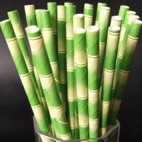25pcs/lot Bamboo Paper Safari Panda Creative Straws Jungle Party Straws-Bamboo Birthday Panda Party Baby Shower Decor