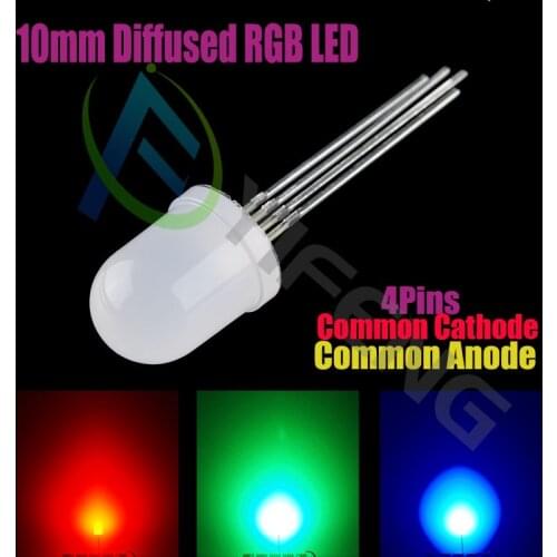 250 Pcs Full Colors Diffused RGB LED 10MM Common Anode Common Cathode Diode