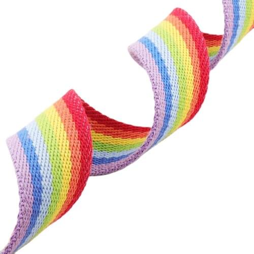 38mm Rainbow Cotton Webbing Twill Striped Ribbon Heavy Weight Bag Purse Tote Straps Totes Belts Tape bag strap 1 1/2"