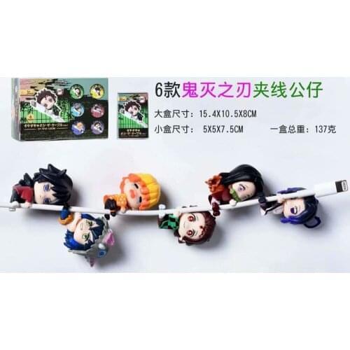6PCS Kimetsu no Yaiba Demon Slayer Nezuko Tanjirou Zenitsu Inosuke Kochou 3.5CM Figures Cable Protector For Android PVC Toys