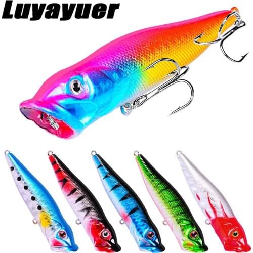 6Pcs 9.5cm12g Topwater Popper Fishing lure Crankbait Artificial Wobblers Plastic Fishing Tackle With 4# Hooks Fishing Tackle
