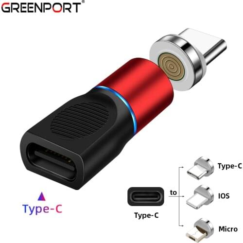 GREENPORT Type C Adapter Magnetic Charger USB Connector for Samsung iPhone Xiaomi Huawei Phone Charger Cable