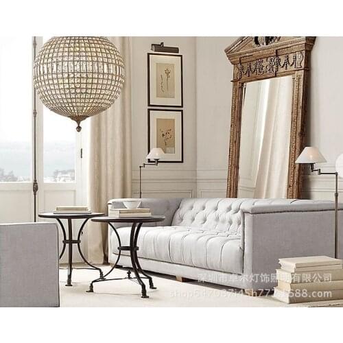 American spherical living room lamp crystal chandelier American country Nordic lamp bedroom lamp wrought iron lamps