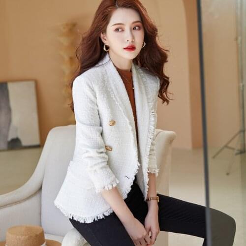 Ladies Office Elegant Plaid Formal Blazers Jackets Coat Long Sleeve Autumn Winter Business Work Wear OL Styles Outwear Blaser