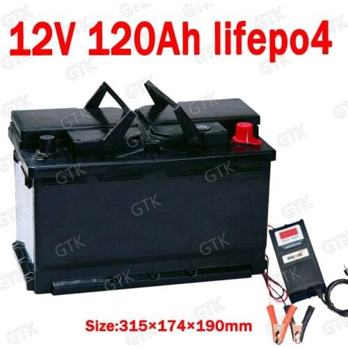 GTK 12.8V Lifepo4 12V 120AH lithium battery BMS 4S for inverter Boats motorhome UPS Go Cart Solar energy storage +10A Charger