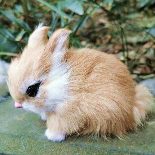 13*7*9cm,Artificial Real Fur Rabbit,High Simulation furry Bunny for Wedding Home Decoration Accessories,Birthday party Kids Gift
