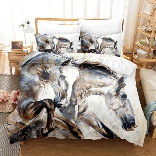 Painting Horse Bedding Set Fashion Animal 3d Duvet Cover Sets Comforter Bed Linen Simple Twin Queen King Single Size Art Luxury