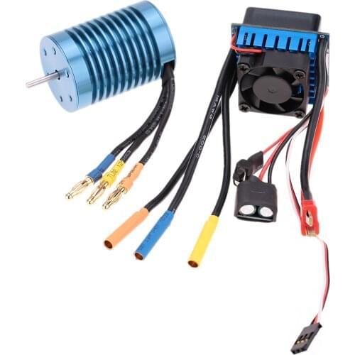 Mini Brushless Motor 4370 3650KV 4P Sensorless 60A Speed Controller RC Brushless Motor for RC Car 1/10 Off-Road Crawler Parts