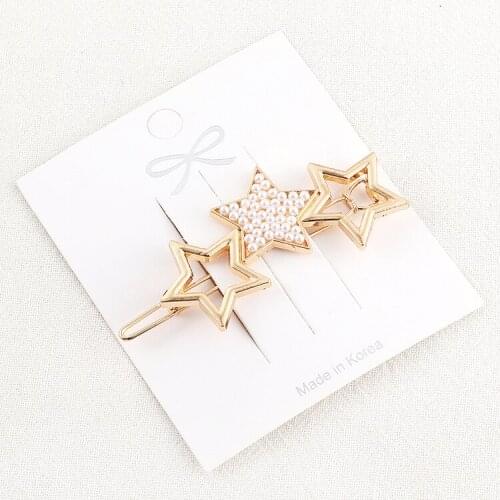 Fashion Pearl Star Hair Clip For Women Girls Elegant Korean Design Snap Barrette Stick Hairpin Hair Styling Accessories 138167