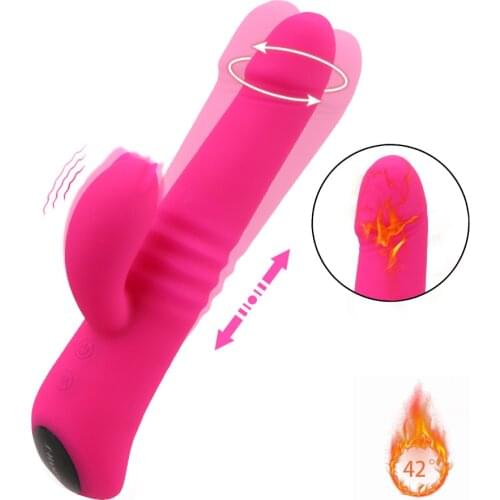 Powerful G Spot Dildo Rabbit Vibrator for Woman Dual Vibration Clitoris Stimulator Heating Masturbator Sex Toys for Adult