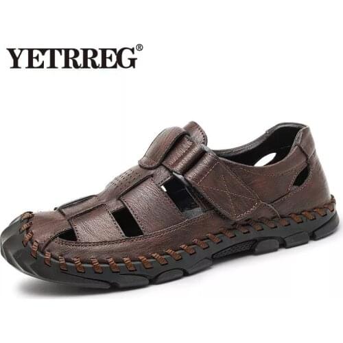New Summer Genuine Leather Mens Sandals Lightweight Mens Shoes Outdoor Comfortable Beach Sandals Fashion Casual Shoes Sneakers