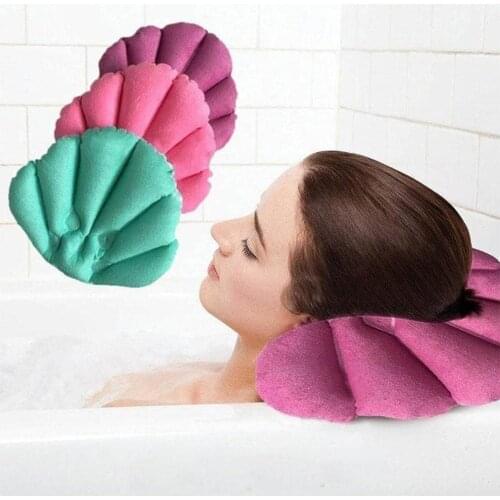 Soft Bathroom Pillow Home Comfortable Spa Inflatable Bath Cups Shell Shaped Neck Bathtub Cushion Bathroom Accessories