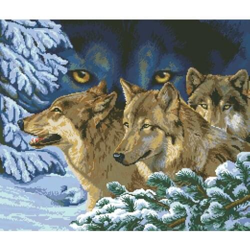 Snow Wolfs Glare Wolf look Cross Stitch Kits Needlework sewing kit 14CT Unprinted Embroidery Top Quality DIY Handmade Decoration