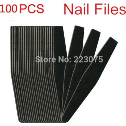 Nail Art Tip 100/180 Black Trapezoidal Shape File Sanding for Nail Art Tips Buffer Buffing Manicure Tool DIY 100 pcs /lot