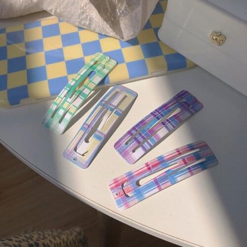 New JK Style Girls Cute Colorful Plaid Hair Clip Kids Sweet Headband Hair Pins Barrettes Children Fashion Hair Accessories