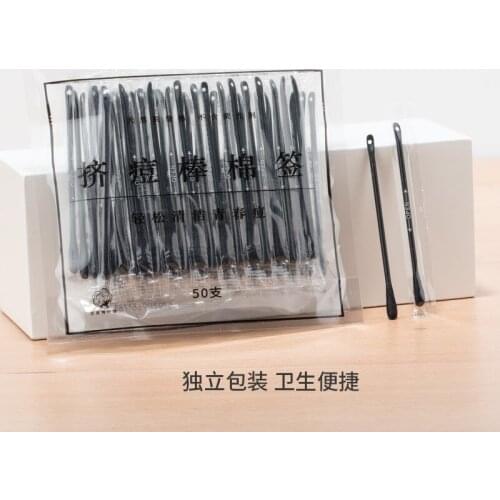 Disposable sterile ear pick black cotton swab box sealed squeeze acne removing ear make up cotton swab stick
