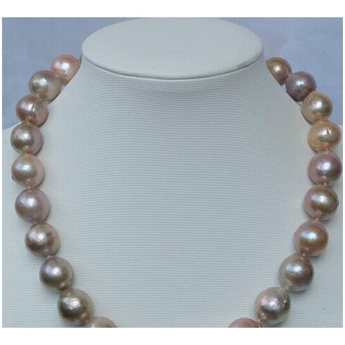 Jewelry 16MM Natural Purple Edison Nucleated Flameball Baroque Pearl Necklace