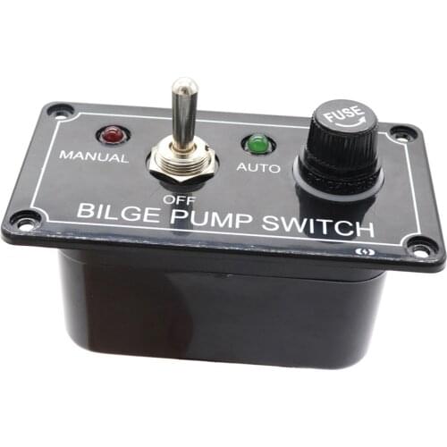 Marine Boat Bilge Pump Switch W/LED Light Indicator - 3 Way Control Panel, DC 12v,with Fuse