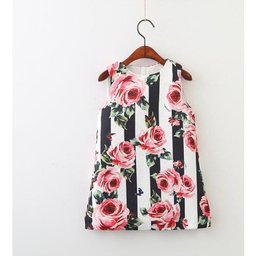 Princess Dress Girls Clothes 2018 Teens Girls Summer Dresses Sleeveless Kids Costume Beautiful Flower Print Children Dress 3T