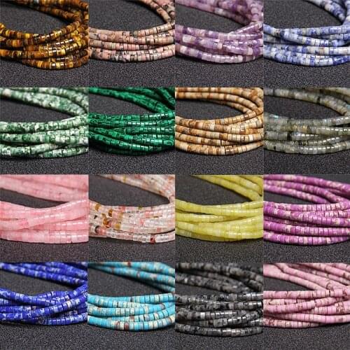 Flat Round Turquoises Spacer Handmade Beads 2x4mm Natural Stone Tiger Eye Agates Loose Beads For Jewelry Making DIY Bracelet