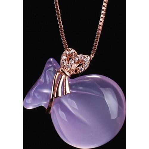 Agate Money Bag Necklace Pendant 5 Colors Jade Pendant Lucky Pendants With Chain Jade Jewelry