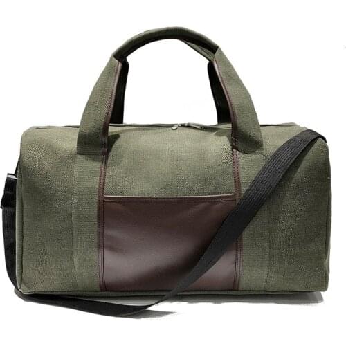 Scione Canvas Simple Travel Luggage Handbags Solid Durable Duffel Shoulder Bags Crossbody Weekend Carry Organizer For Men Women