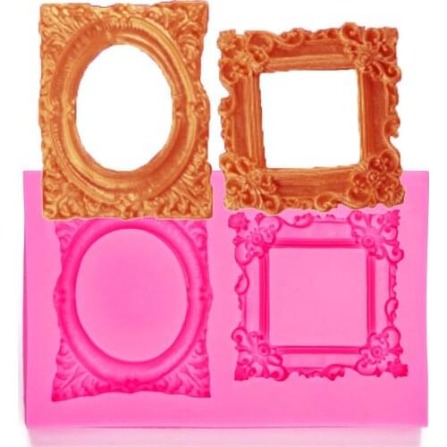 3D Reverse sugar molding silicone mold Picture frame shaped polymer clay molds pastry candy fondant cake decoration tools F1189