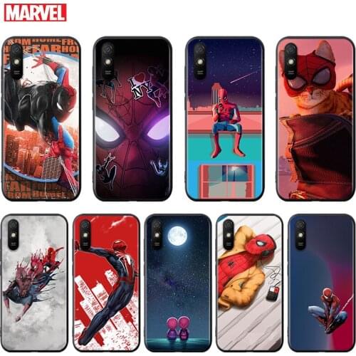 Silicone Cover Marvel Spider-Man For Xiaomi Redmi K40 K30i K30T K30S K20 10X GO S2 Y2 Pro Ultra Black Phone Case
