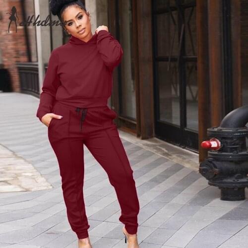 2020 Spring Hot Energy Tracksuits Regular Young Casual Solid Hooded Full Sleeve Group Long Pants Slim Women 2 Piece Set